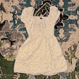 American Eagle Outfitters Cream Dress with Green Floral
